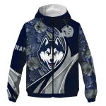 personalized uconn huskies blossoms helmet blue windbreaker jacket best selling