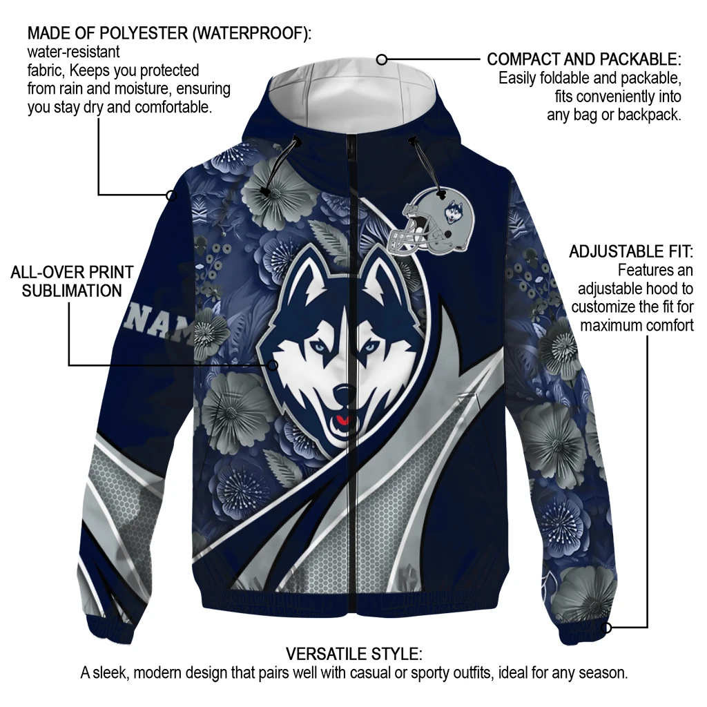 personalized uconn huskies blossoms helmet blue windbreaker jacket new arrival personalized uconn huskies blossoms helmet blue windbreaker jacket new arrival