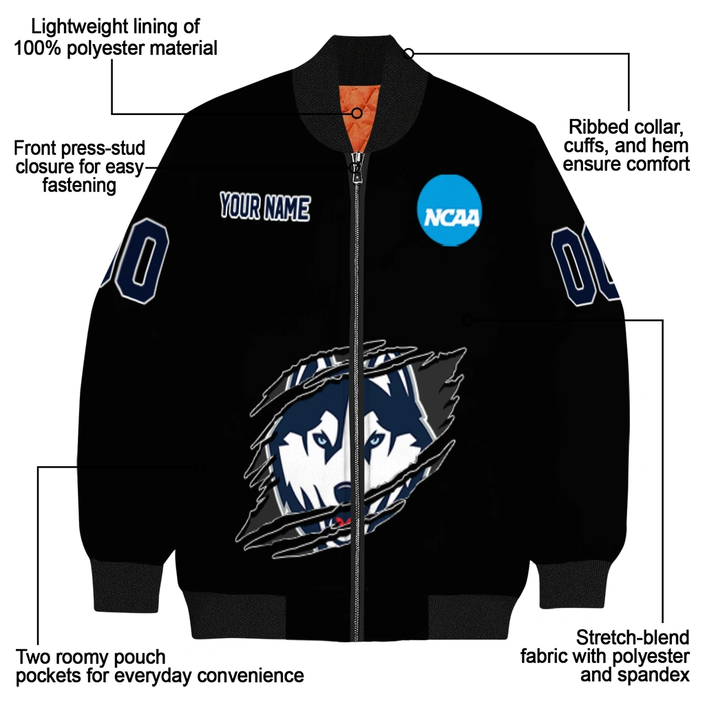 personalized uconn huskies claw shred black bomber jacket new arrival personalized uconn huskies claw shred black bomber jacket new arrival