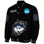 personalized uconn huskies claw shred black varsity jacket best selling