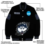 personalized uconn huskies claw shred black varsity jacket best selling