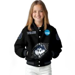 personalized uconn huskies claw shred black varsity jacket best selling