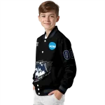 personalized uconn huskies claw shred black varsity jacket best selling