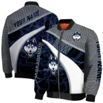 personalized uconn huskies electric flash blue bomber jacket best selling