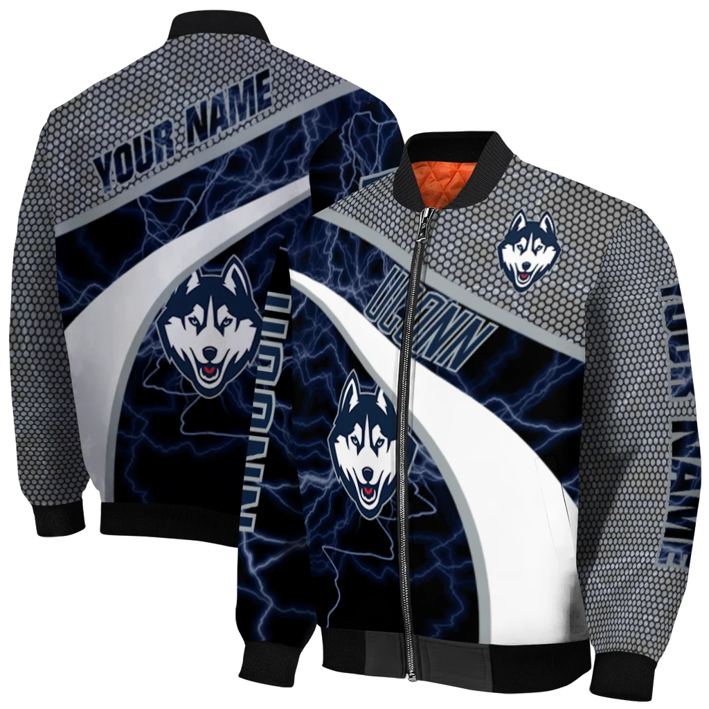 personalized uconn huskies electric flash blue bomber jacket best selling personalized uconn huskies electric flash blue bomber jacket best selling
