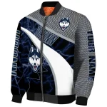 personalized uconn huskies electric flash blue bomber jacket best selling