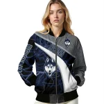 personalized uconn huskies electric flash blue bomber jacket best selling