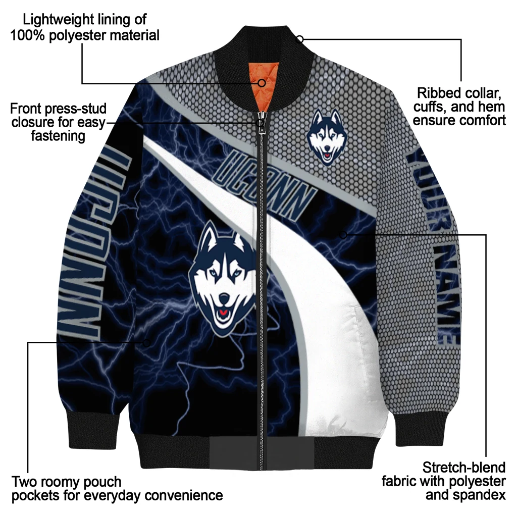 personalized uconn huskies electric flash blue bomber jacket new arrival personalized uconn huskies electric flash blue bomber jacket new arrival