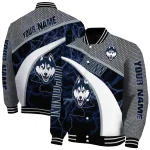 personalized uconn huskies electric flash blue varsity jacket best selling