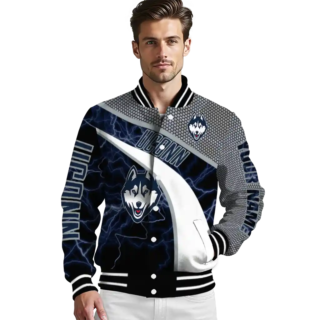 personalized uconn huskies electric flash blue varsity jacket high quality personalized uconn huskies electric flash blue varsity jacket high quality