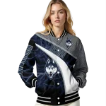 personalized uconn huskies electric flash blue varsity jacket best selling