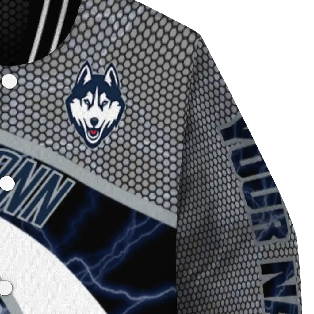 personalized uconn huskies electric flash blue varsity jacket premium grade personalized uconn huskies electric flash blue varsity jacket premium grade