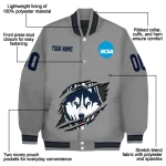 personalized uconn huskies feral slash grey varsity jacket best selling