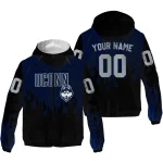 personalized uconn huskies flame trim blue black windbreaker jacket best selling