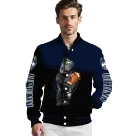 personalized uconn huskies groot football blue black varsity jacket best selling