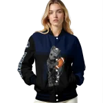 personalized uconn huskies groot football blue black varsity jacket best selling