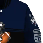 personalized uconn huskies groot football blue black varsity jacket best selling