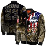 personalized uconn huskies patriot deer camouflage bomber jacket best selling
