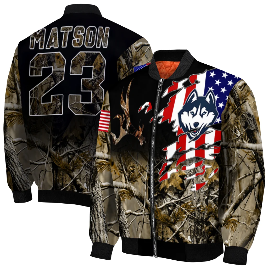 personalized uconn huskies patriot deer camouflage bomber jacket best selling personalized uconn huskies patriot deer camouflage bomber jacket best selling