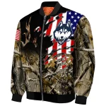 personalized uconn huskies patriot deer camouflage bomber jacket best selling