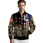 personalized uconn huskies patriot deer camouflage bomber jacket best selling