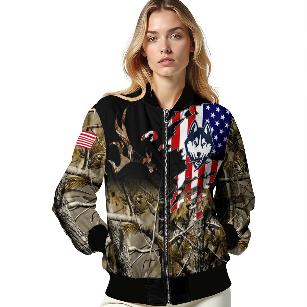 personalized uconn huskies patriot deer camouflage bomber jacket latest model personalized uconn huskies patriot deer camouflage bomber jacket latest model