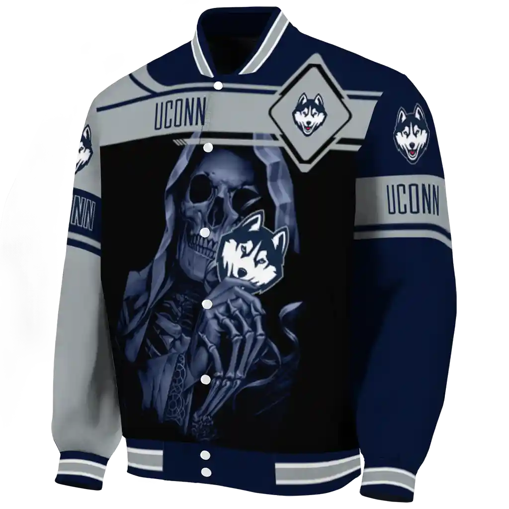 personalized uconn huskies reaper hands blue black varsity jacket best selling personalized uconn huskies reaper hands blue black varsity jacket best selling