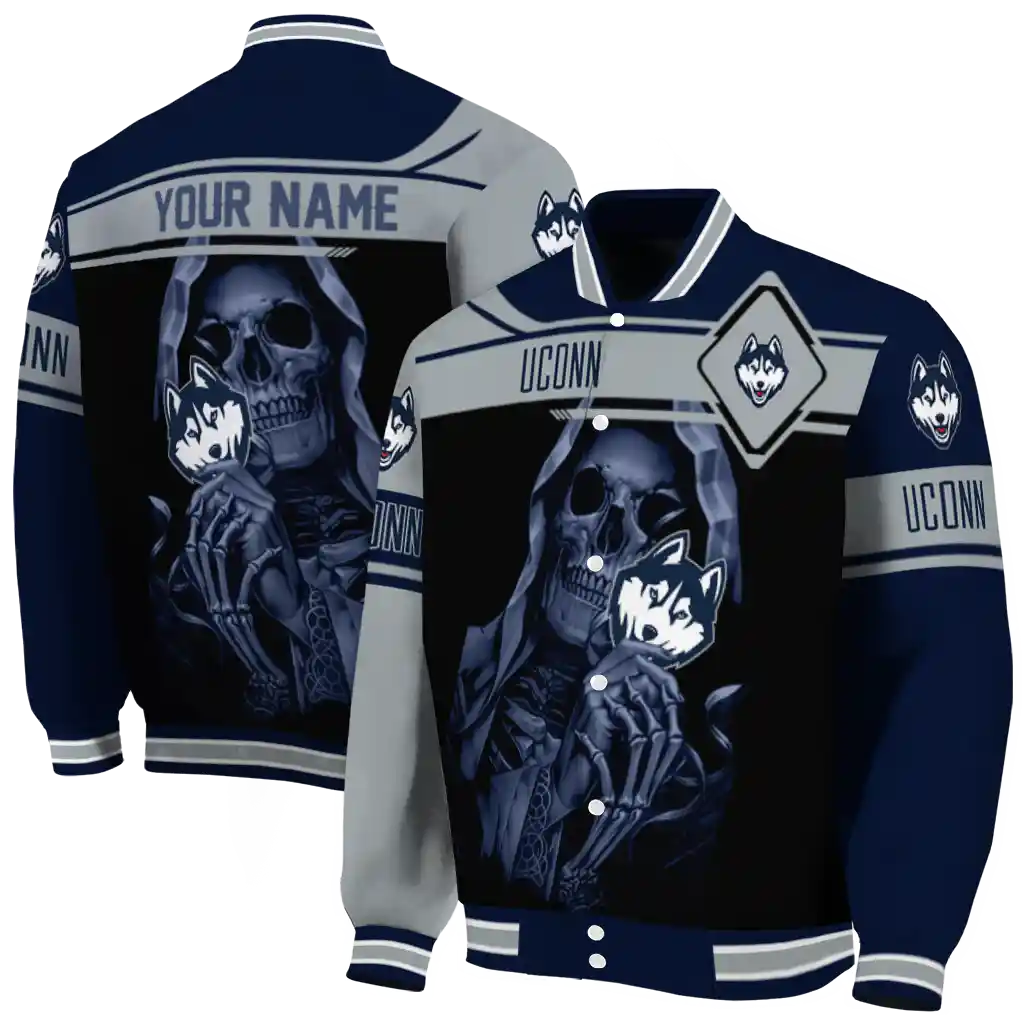 personalized uconn huskies reaper hands blue black varsity jacket fashion forward personalized uconn huskies reaper hands blue black varsity jacket fashion forward