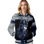 personalized uconn huskies reaper hands blue black varsity jacket best selling