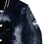 personalized uconn huskies skull cluster blue varsity jacket best selling