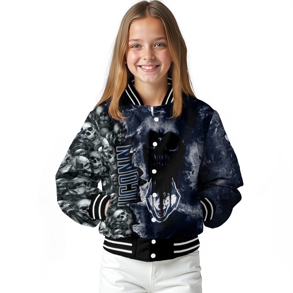 personalized uconn huskies skull cluster blue varsity jacket top rated personalized uconn huskies skull cluster blue varsity jacket top rated