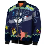 personalized uconn huskies spongebob playtime blue bomber jacket best selling