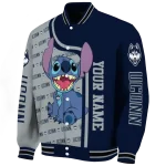 personalized uconn huskies stitch laughing blue varsity jacket best selling
