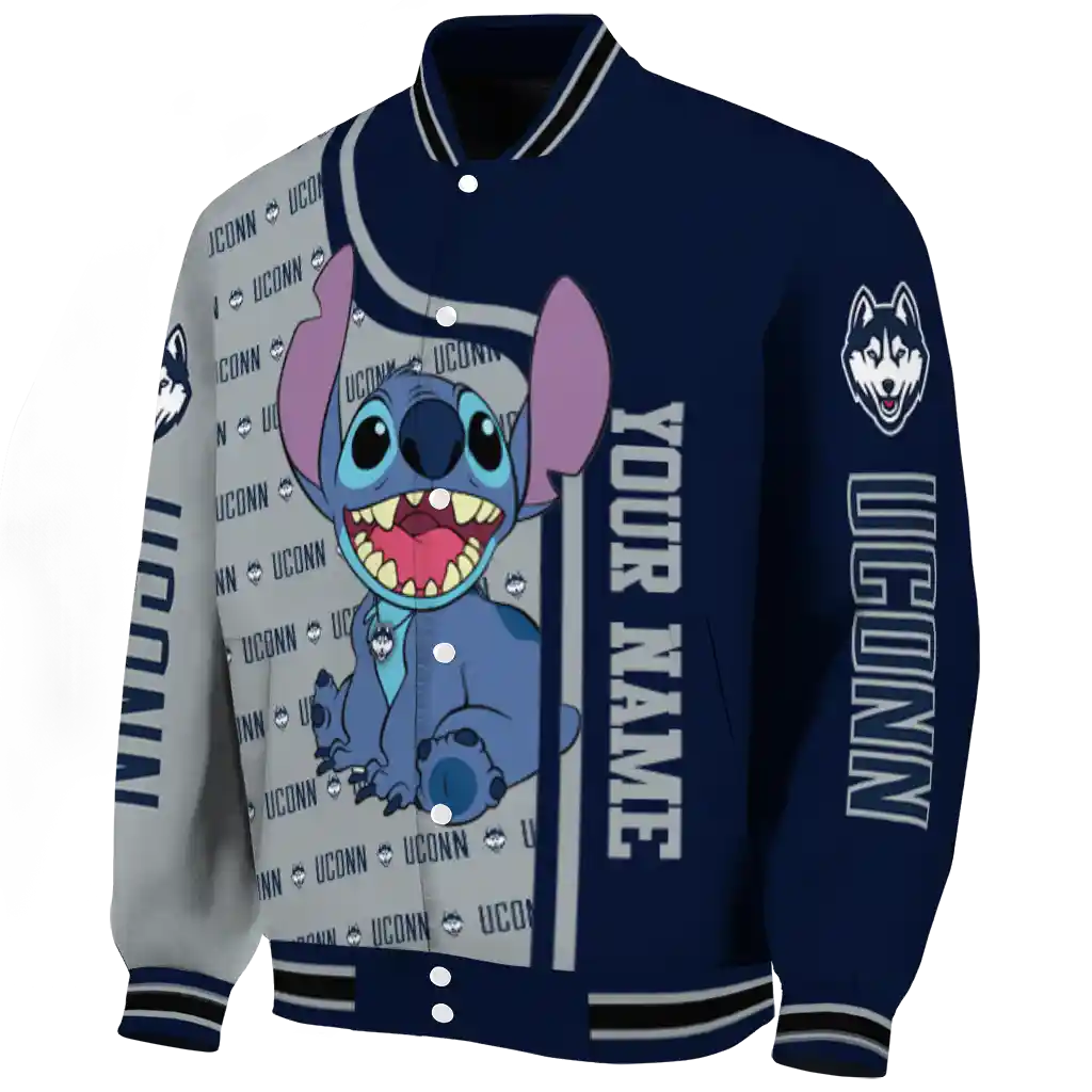 personalized uconn huskies stitch laughing blue varsity jacket best selling personalized uconn huskies stitch laughing blue varsity jacket best selling