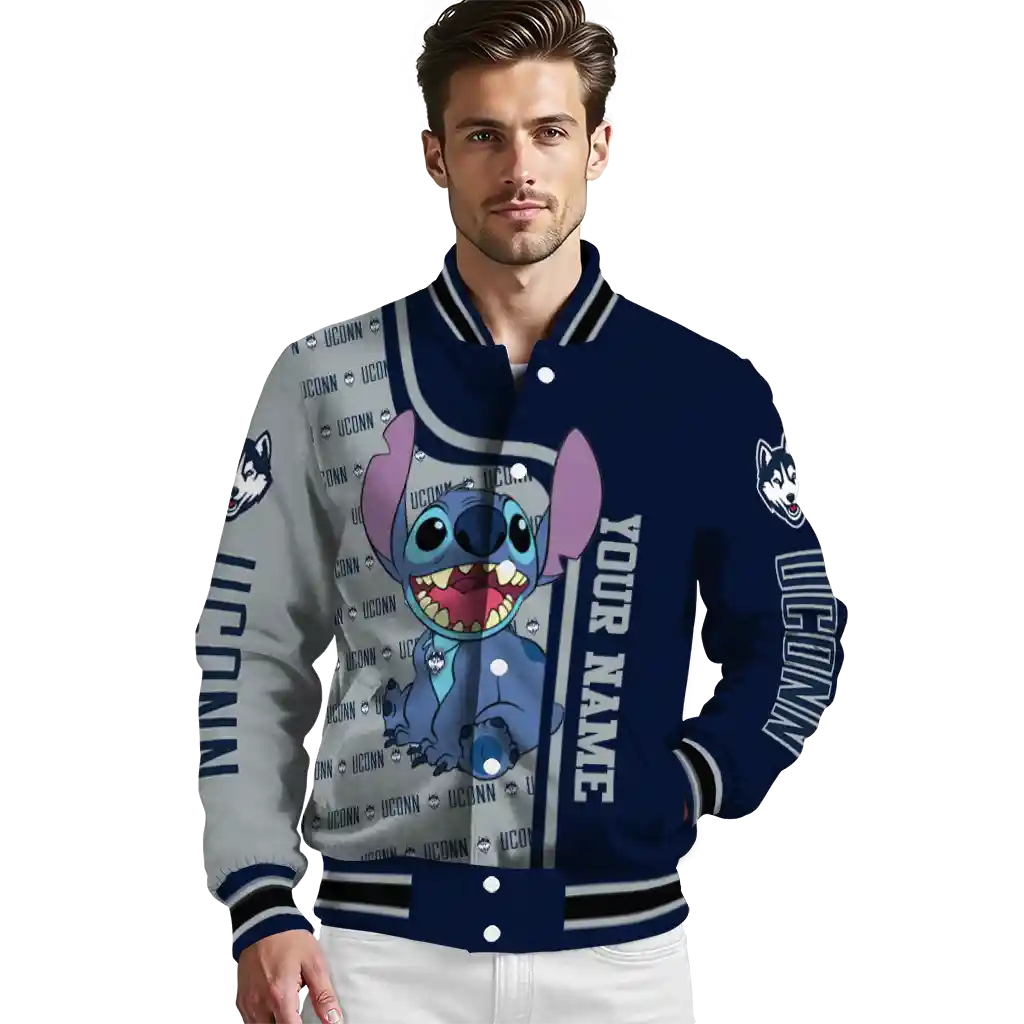 personalized uconn huskies stitch laughing blue varsity jacket high quality personalized uconn huskies stitch laughing blue varsity jacket high quality