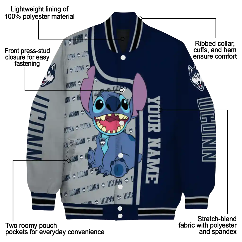 personalized uconn huskies stitch laughing blue varsity jacket new arrival personalized uconn huskies stitch laughing blue varsity jacket new arrival