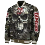 personalized umass minutemen camouflage skull camouflage varsity jacket best selling