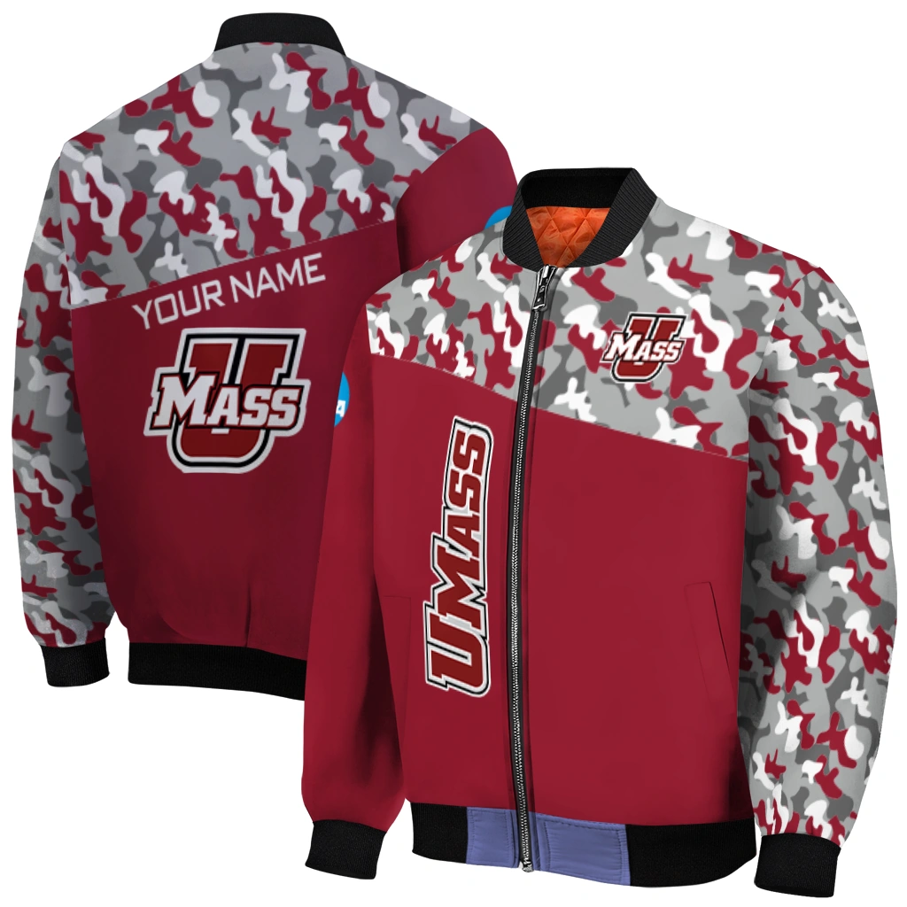 personalized umass minutemen camouflage splash red bomber jacket best selling personalized umass minutemen camouflage splash red bomber jacket best selling