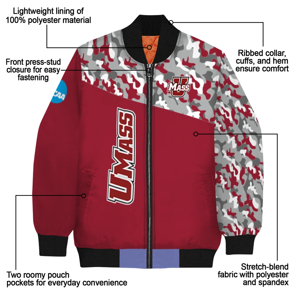 personalized umass minutemen camouflage splash red bomber jacket new arrival personalized umass minutemen camouflage splash red bomber jacket new arrival