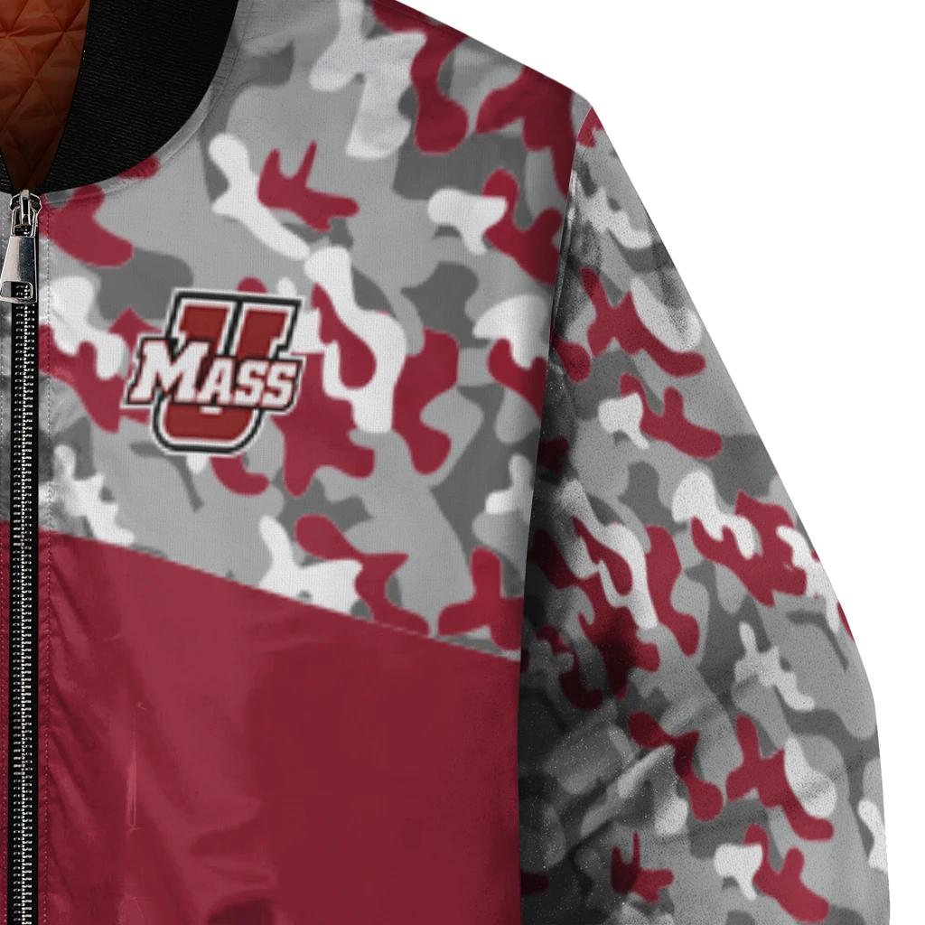 personalized umass minutemen camouflage splash red bomber jacket premium grade personalized umass minutemen camouflage splash red bomber jacket premium grade