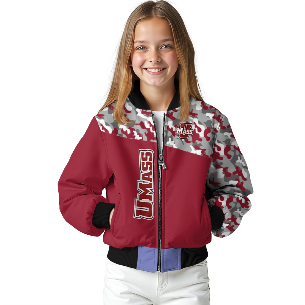 personalized umass minutemen camouflage splash red bomber jacket top rated personalized umass minutemen camouflage splash red bomber jacket top rated