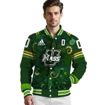 personalized umass minutemen shamrock vortex green varsity jacket best selling