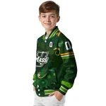 personalized umass minutemen shamrock vortex green varsity jacket best selling
