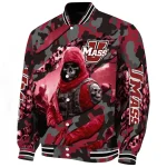 personalized umass minutemen skull horde red varsity jacket best selling