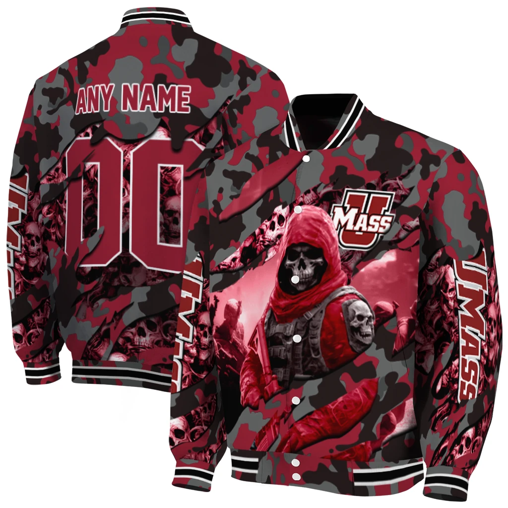personalized umass minutemen skull horde red varsity jacket fashion forward personalized umass minutemen skull horde red varsity jacket fashion forward