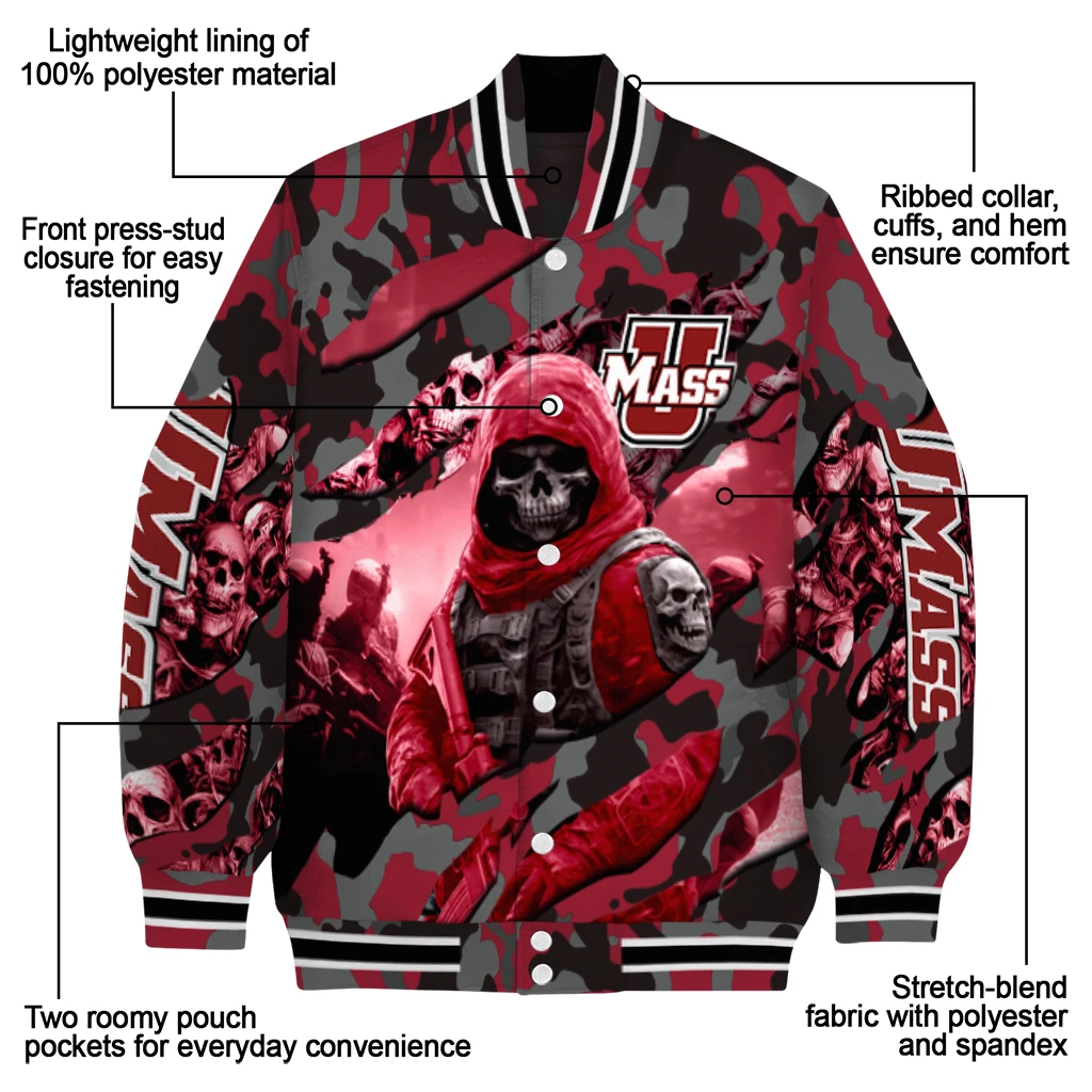 personalized umass minutemen skull horde red varsity jacket new arrival personalized umass minutemen skull horde red varsity jacket new arrival