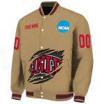 personalized unlv rebels claw effect beige varsity jacket best selling