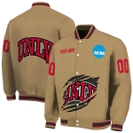 personalized unlv rebels claw effect beige varsity jacket best selling