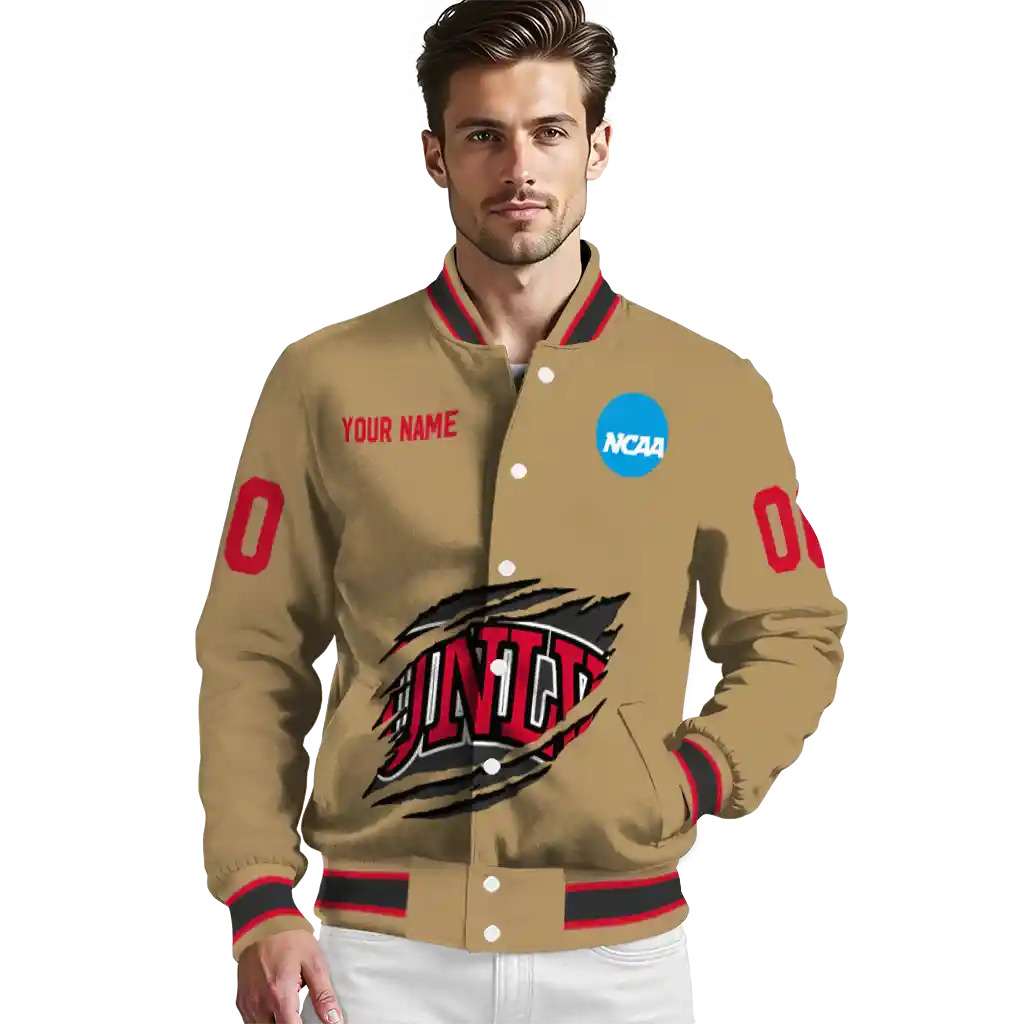 personalized unlv rebels claw effect beige varsity jacket high quality personalized unlv rebels claw effect beige varsity jacket high quality