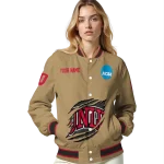 personalized unlv rebels claw effect beige varsity jacket best selling